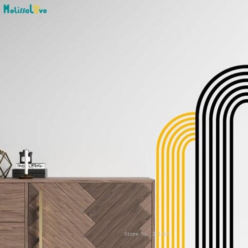 Custom Two Colors Outline Half Arches Wall Stickers Geometric Large Simple Line Murals Removable Living Room Decor Decals YT6156