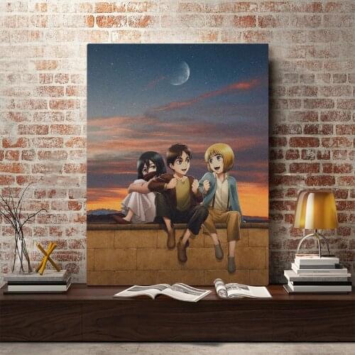 Eren Mikasa Armin Attack on Titan Canvas Manga Home Decor Painting Wall Art Decoration Prints Dorm Living Room Bedroom Poster
