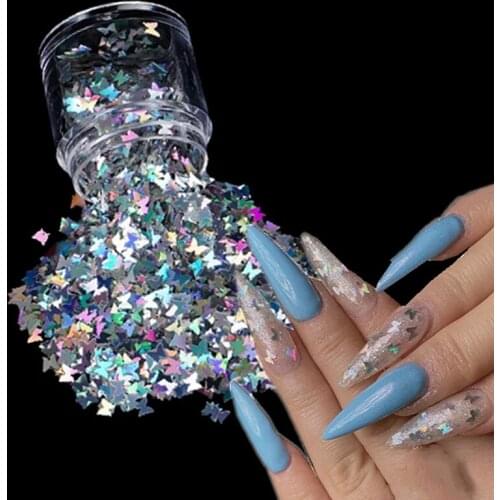 Holographic Ultra thin Butterfly heart multi Shapes Nail Glitter Flakes Sparkly Colorful Sequins Manicure Nail Art Decoration