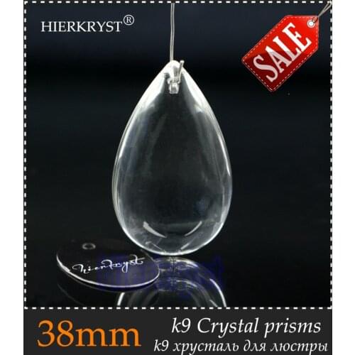 HIERKYST 50 pcs K9 Glass Crystal Prisms Pendants Chandeliers Parts Lustres Rainbow Lamp Lighting Hang Drops Clear 38mm #2252-1B