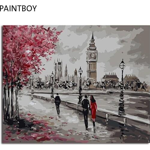 PAINTBOY Framed Pictures Painting By Numbers Landscape Handwork Canvas Oil Painting Home Decor For Living Room GX4186