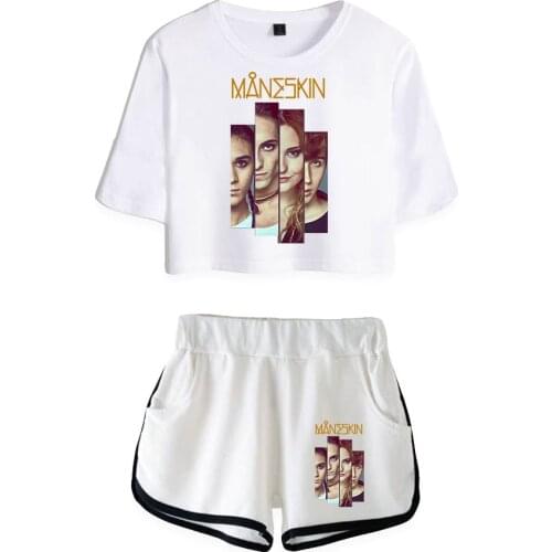Maneskin Crop Tops Shorts sets Women Sexy Two piece set 3D Print Summer Maneskin Merch Clothes Plus size Girl Sets