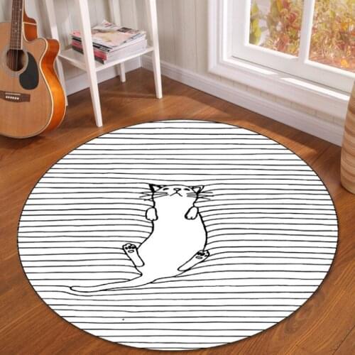 Round Cartoon Printing Carpet Living Room Computer Chair Floor Mat Childrens Room Bedroom Bedside Carpet Anti-slip Rug Yoga Mat
