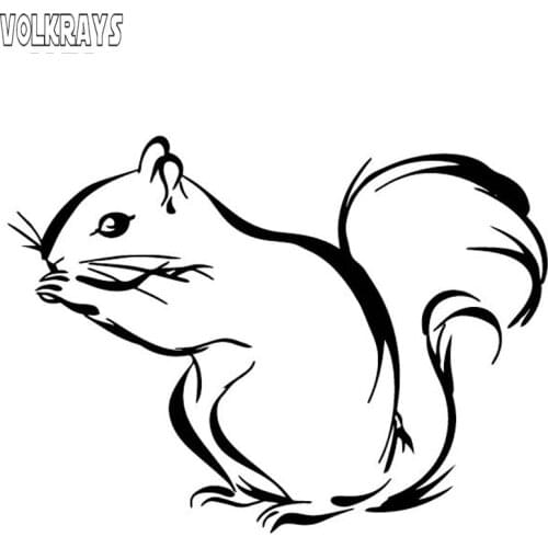 Volkrays Lovely Car Sticker Cute Squirrel Accessories Reflective Waterproof Sunscreen Fashion Vinyl Decal Black/Silver,11cm*15cm