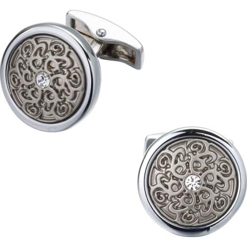 Fashion brand mens shirts Cufflinks Cuff laser metal high quality crystal engineer carved retro pattern Cufflinks wholesale and