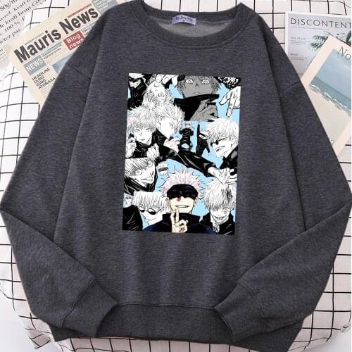 Anime Jujutsu Kaisen Gojo Satoru Mens Hoodie Fleece Sweatshirt Loose Harajkuku Tracksuit Comfortable Oversize Clothing For Male