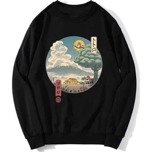 Neighbors Ukiyo-e Cotton Fabric Hoodie Classic Popular Anime Totoro Men Hoodie Spring Autumn Sweater Streetwear Harajuku