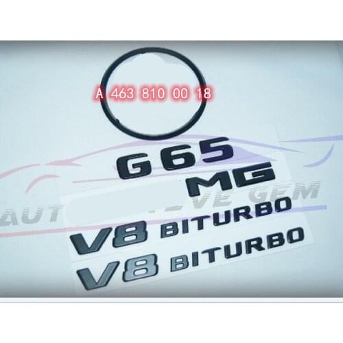 G65 for AMG V8 BITURBO Rear Star Emblem Black Badge Combo Set for Mercedes W463 A 463 810 00 18