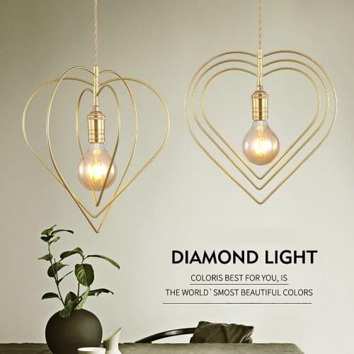 Nordic Pendant Light Heart Rotating Modern Lamp Iron Hanging LED Pendant Lights For Dining Living Room Bedroom Restaurant