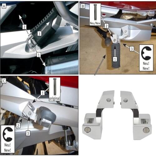 New For BMW R1200RT R1200RT LC R1250GRT Motorcycle Parts CNC Passenger footrest relocation R 1200 1250 RT Rear set foot pegs