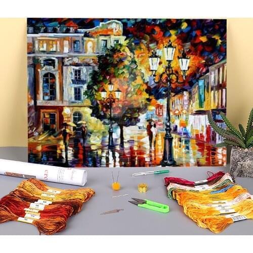 Lonely Couples Printed Water-Soluble Canvas 11CT Cross-Stitch Embroidery Kit DMC Threads Handiwork Knitting Handicraft Sales