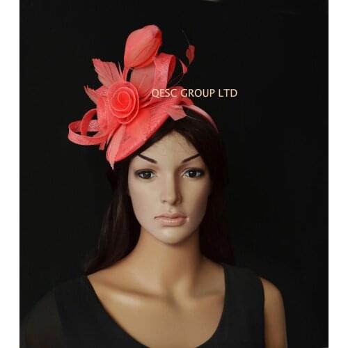 Wholesale NEW 10 colours green Kentucky derby Hat Feather Fascinator sinamay fascinator hat for Melbourne Cup,Races,Wedding