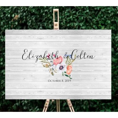 Personalized Poppy Flowers Wedding Guestbook Canvas Alternative Custom bachelorette Guestbook brithday sign in aniversary menory