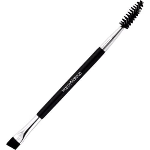 Portable Women Facial Eye Makeup Brushes Cosmetic Eyebrow Brush Tool Double Head Wooden Handle Eyelashes Cheek Brush Comb