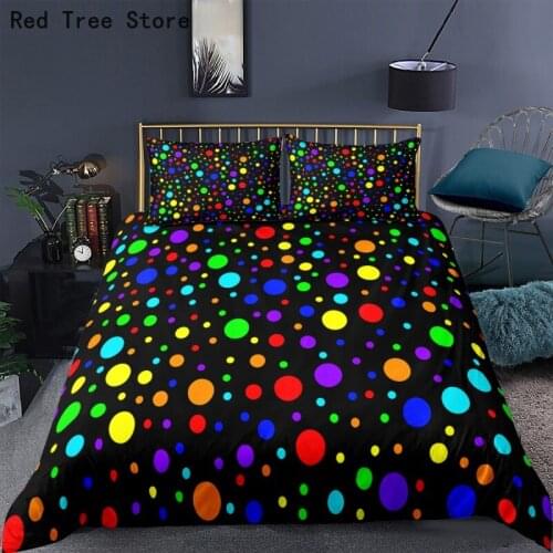 Colorful Dots 3d Pattern Bed linens Bedding Sets Black Luxury Duvet Cover Set Girls Lover Couple No Sheet Bedspread Room Decor