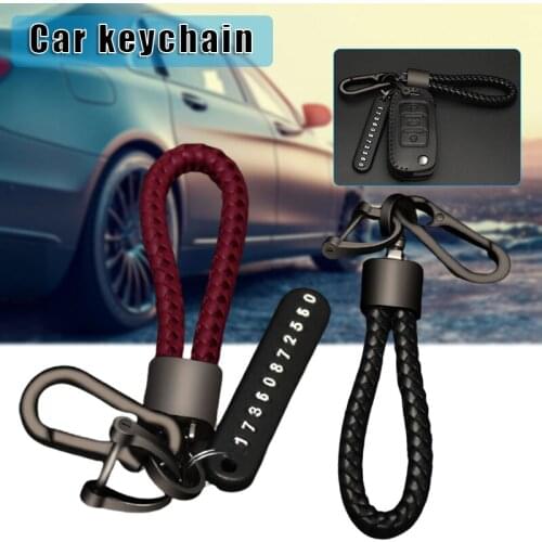 Simple Car Keychain with Woven Rope Creative Auto Home Metal Keyring Great Gifts for Men Women M8617