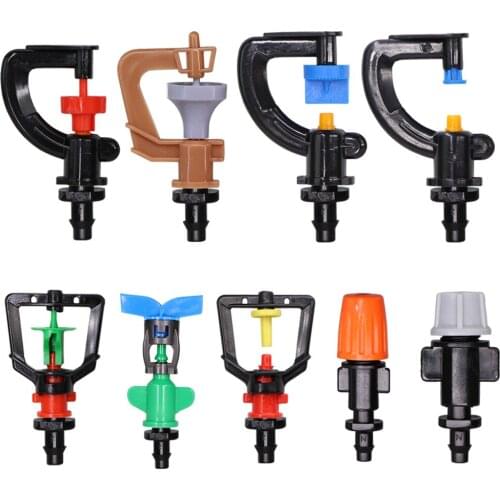 15PCS 24 Type Gardening Watering Mist Spinklers Rotate Refraction Nozzles Sprayer w/ 1/4'' Barb Connector 4/7mm Hose Atomiser