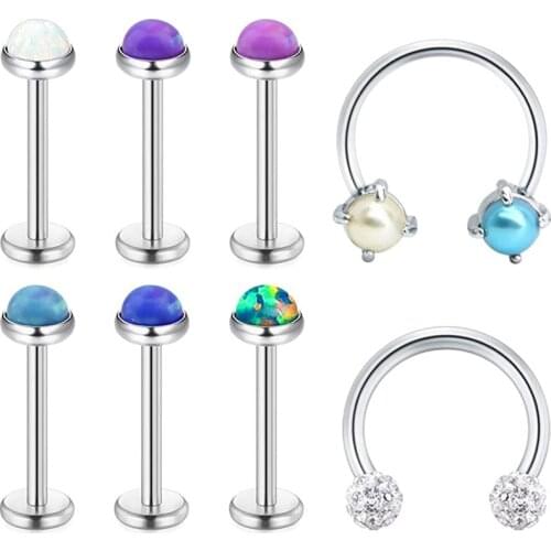 JFORYOU 16G Lip Hoop Rings Studs Surgical Steel Horseshoe Septum Eyebrow Cartilage Helix Tragus Hoop Earring Piercing 8PCS 810mm