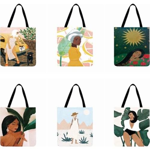 Havana Painting Girl Print Tote Bag Women Casual Tote Ladies Shoulder Bag Foldable Shopping Bag Fashion Bag Outdoor Beach Bags