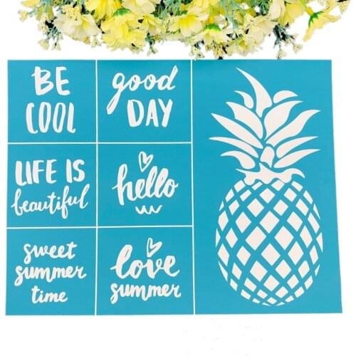 Pineapple Self-Adhesive Silk Screen Printing Stencil Reusable Sign Stencils DIY X7XD