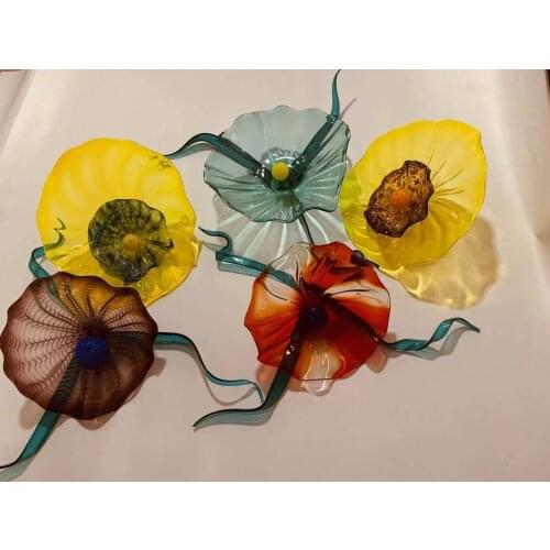 Turkish Murano Flower Shaped Glass Plates Hotel and Restaurant Fashion Murano Glass Wall Decoration