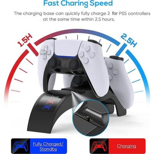 Controller Charger Intelligent Protection Dual Gamepad Charging Station Stand For PS5 Space-saving Design