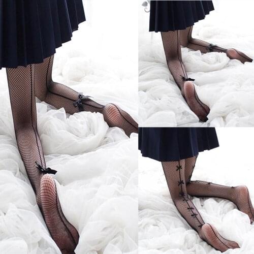 Two styles Ladies Satin Bow Cute Sexy Legs Long Tube Transparent High Thigh Stocking kousen dames Hollow mesh high socks Sexy T3