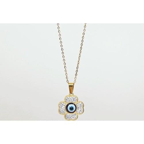 Evil Eye Necklace For Women New Designer Stainless Steel Clover Heart Crown Key Pendant Choker Dolphins Jewelry Charms Wholesale