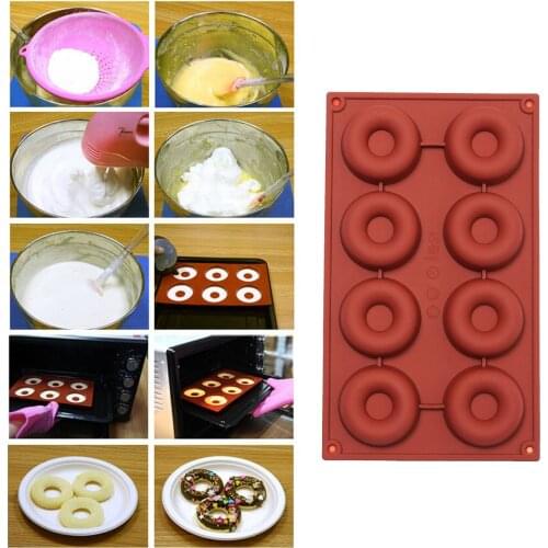 1 piece of round 8-hole silicone doughnut doughnut chocolate muffin bread maker soap cake type baking angel ring pudding