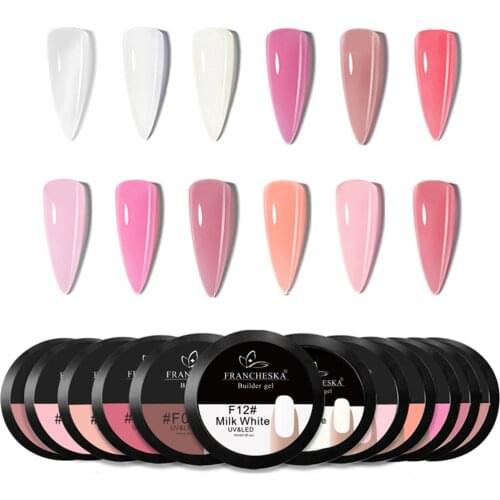 12pcs 12 Colors Canned Nail Extension Gel Poly UV Gel Transparent Naked UV Adhesive Nail Gel Nails Art Painting Gel