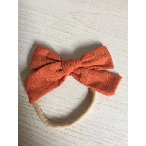 630/lot , Hand Tied dark orange cotton bows hair clips and headbands