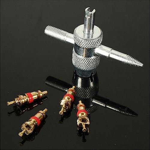 80% HOT SALES!!!Car Truck Bike 4-Way Tire Valve Repair Tool Tyre Accessory with 4 Valve Cores