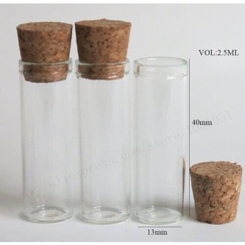 Promotion!!!20pcs/lotX 2.5ml Tiny Small Clear Cork Glass Bottles Vials Containers For Wedding Holiday Decoration 1340