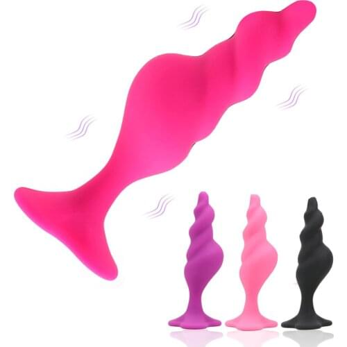 OLO Thread Anal Plug Prostate Massager Anal Dildo Silicone Anal Beads Butt Plug G spot Stimulator Adult Product Suction Cup