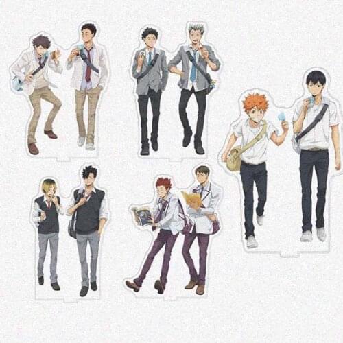 Anime Haikyuu!! Hinata Kageyama Tsukishima Sugawara Acrylic Figures Model Stand Plate Holder Topper Desk Decor