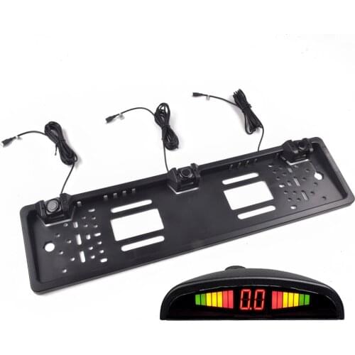 Car Parking Sensor Parktronics EU European License Plate Frame Reversing Radar With 3 Sensors