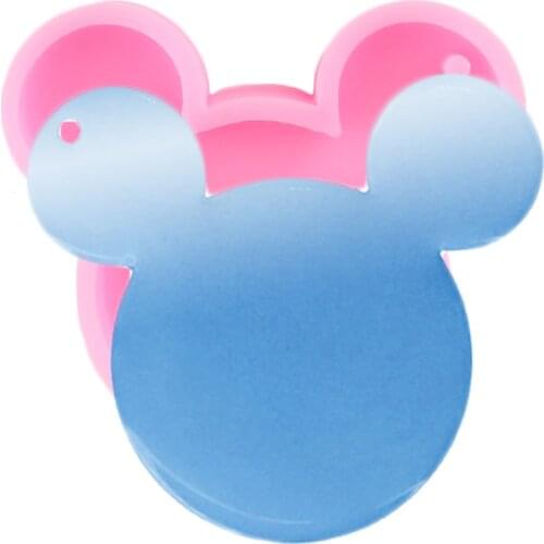 Shiny Mouse Head Shape keychains Silicone Mold DIY Jewelry Making Glitter Epoxy Resin Mould Key Chain Pendant Polymer Clay Molds