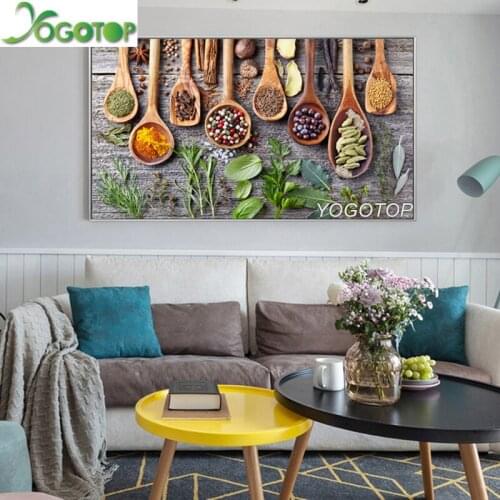 Large Full diamond painting 5D Mosaic Rhinestone Kitchen Decor diamond embroidery DIY Cross Stitch tools Spices seasoning YY1384