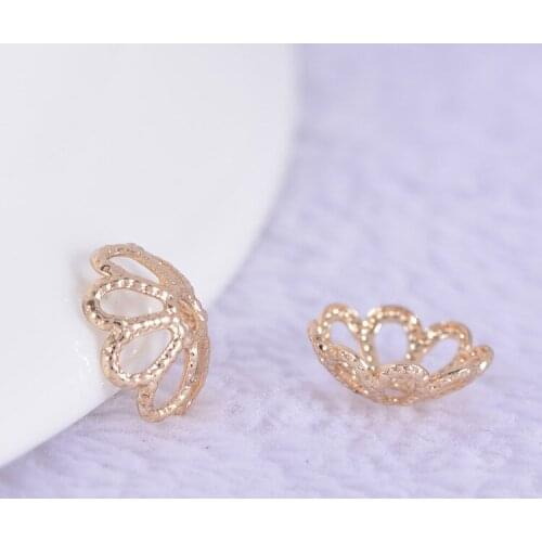 8mm Hollow Bead Holder Bracelet Beaded Separator 24K Gold Bead Holder Flower Cap Copper Accessories Universal Torus Bracelet Acc