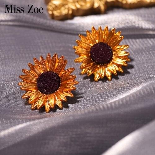 Sunflower Enamel Pins Plants Stud Earring Custom Brooches Lapel Badge Cartoon Jewelry For Friends