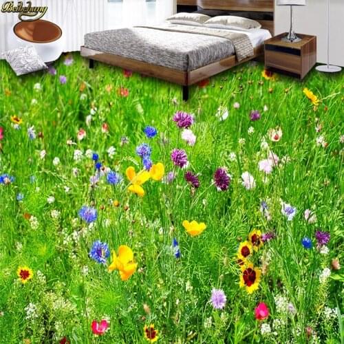 Beibehang Custom Photo Wallpaper Floor Painting Meadow Grass 3D Floor Painting PVC Self-adhesive floor painting papel de parede