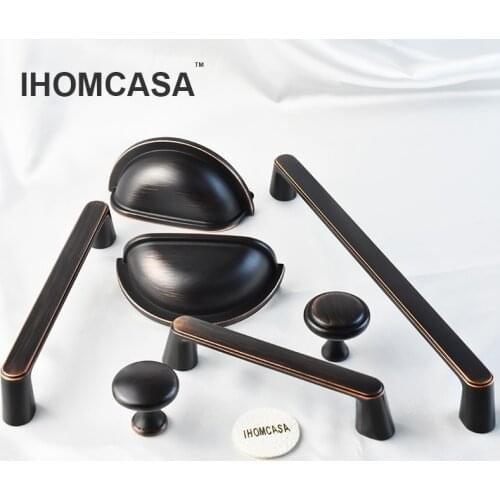 IHOMCASA Retro Kitchen Cabinet Storage Furniture Fittings Door Handles Wardrobe Cupboard Drawer Knobs Pulls Red Bronze Brushed