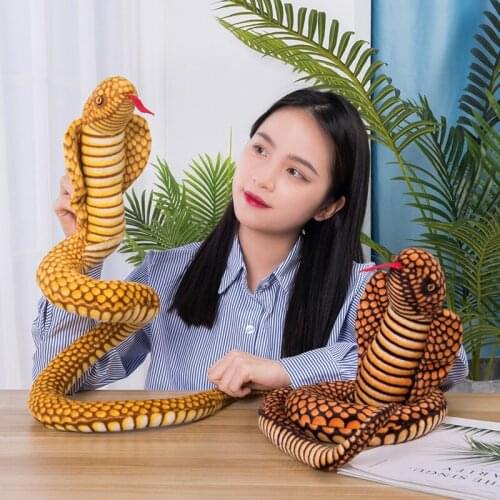 110cm Simulation Cobra And Python Snake Plush Toy Soft Stuffed Zodiac Dolls Funny Gift for Children Kids Party Toys Home Decor