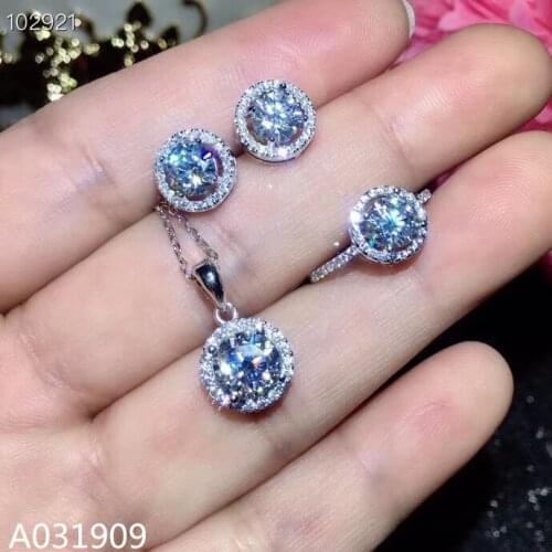 KJJEAXCMY boutique jewelry 925 sterling silver inlaid Mosang Diamond Pendant Ring Earring Suit Support detection exquisite