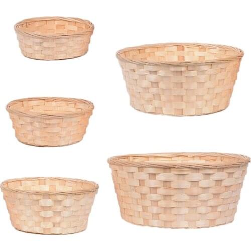 1 PCS Bamboo Woven Bread Basket Fruit Vegetables Egg Storage Basketry Snacks Container