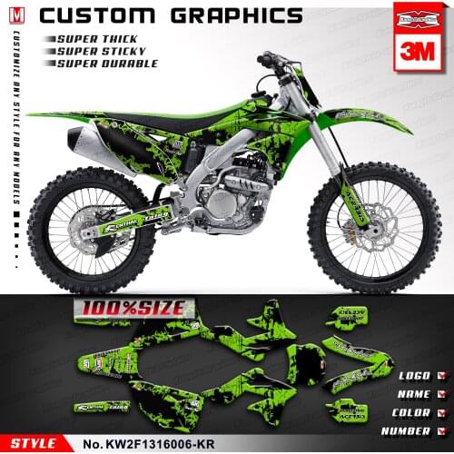 KUNGFU GRAPHICS Motorcycle Stickers Dirt Bike Decals for KX250F KX 250F 2013 2014 2015 2016, Customizable