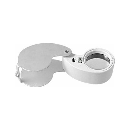 Silver Tone LED Light Illuminated Loupe Magnifier 40X