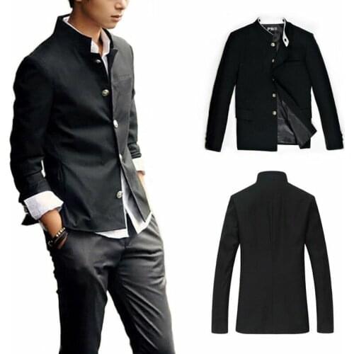 Uniform Mens Single Breasted Grandad Collar Jacket Blazer Japanese School