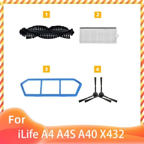 Roll Brush Cover Wheel Main Primary Side Brush HEPA Filter Mop Cloth for Chuwi iLife A4 A4s A40 Robot Vacuum Cleaner Replacement