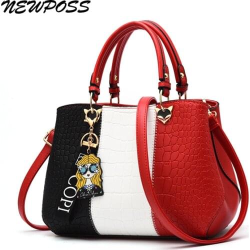 Newposs Women Hairball Ornaments Totes Patchwork Handbag Party Purse Ladies Messenger Crossbody Shoulder Bags Women Handbags